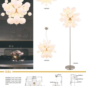 Lampadar design modern UDO 6L nickel/alb 236094 universul-luminii.ro