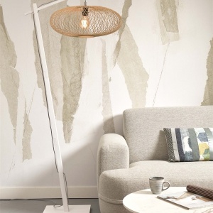 Lampadar eco din bambus Cango L white/60x25 nat 55694 universul-luminii.ro