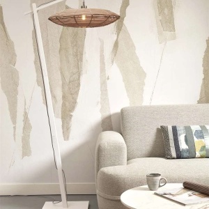 Lampadar eco din bambus cu ratan Tanami L white/disc, nat 121384 universul-luminii.ro