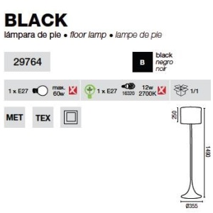 Lampadar, lampa de podea Black 29764 51454 universul-luminii.ro