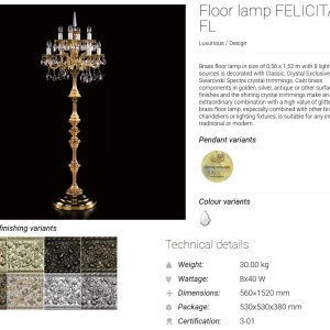 Lampadar, lampa de podea Cristal Bohemia Exclusive FELICITA FL 189364 universul-luminii.ro