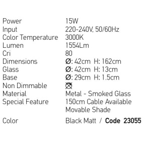 Lampadar, Lampa de podea design modern LED DECO negru/ fumuriu 151954 universul-luminii.ro