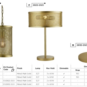 Lampadar / Lampa de podea design retro Fishnet auriu EU2832-2GO SRT 73164 universul-luminii.ro