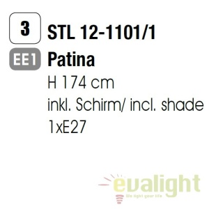 Lampadar / Lampa de podea stil clasic H183cm Tonia Stl 12-1101/1 Patina OR 62194 universul-luminii.ro