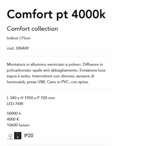 Lampadar LED design XXL Comfort pt 4000k negru 119644 universul-luminii.ro