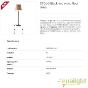 Lampadar lemn / Lampa podea design deosebit STOOD 29847 - Img 5