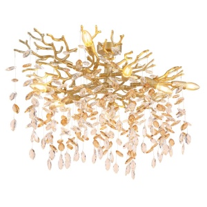 Lustra aplicata metal auriu mat, cristale de sticla QUEENA