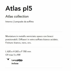 Lustra aplicata / Plafoniera moderna ajustabila Atlas pl5 negru 142754 universul-luminii.ro