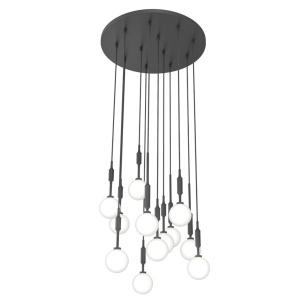 Lustra cu 12 pendule pentru tavane inalte, hol, casa scarii Ero XII neagra 60