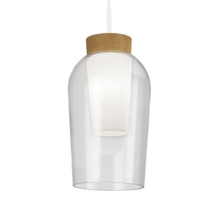 Lustra cu 3 pendule design modern Nora alb/ lemn 131574 universul-luminii.ro