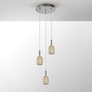 Lustra cu 3 pendule LED design modern Micron crom/auriu SV-413626 185634 universul-luminii.ro