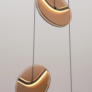 Lustra cu 3 pendule LED metal negru cu sticla champagne, HALLEY - Img 7