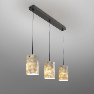 Lustra cu 3 pendule metal negru, sidef alb Nakar - Img 5