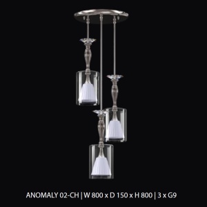Lustra cu 3 pendule moderna design LUX ANOMALY 02-CH, nickel 96084 universul-luminii.ro