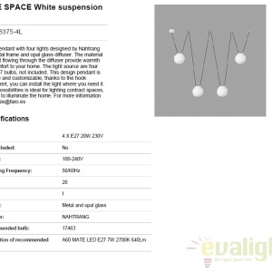 Lustra cu 4 pendule design modern MINE SPACE White 28375-4L 48184 universul-luminii.ro