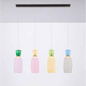 Lustra cu 4 pendule LED design modern Pluma multicolor - Img 5