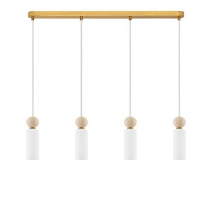 Lustra cu 4 pendule, Metal, Auriu, Travertin, Sticla, FILOMENA