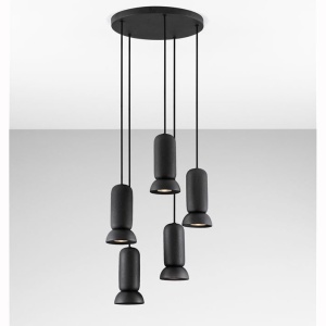 Lustra cu 5 pendule ceramica neagra PARLO 625744 universul-luminii.ro