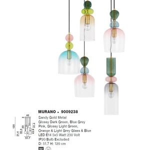 Lustra cu 5 Pendule design decorativ modern MURANO 122094 universul-luminii.ro