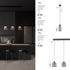 Lustra cu 5 pendule LED, Metal, Negru, Acrilic, DIONE 245374 universul-luminii.ro