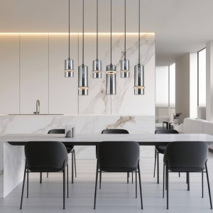 Lustra cu 6 pendule LED, SMOKE GLASS-BLACK, ZB-2537 170044 universul-luminii.ro
