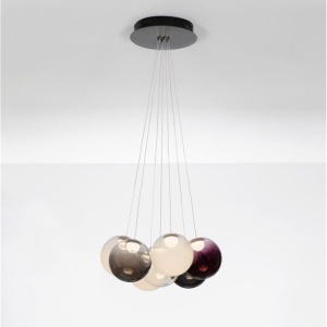 Lustra cu 7 pendule LED din sticla colorata SILENZIO 632074 universul-luminii.ro