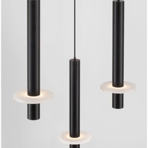 Lustra cu 7 Pendule tub subtire aluminiu negru si alabastru LED NOEMI - Img 7