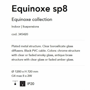 Lustra cu 8 surse de lumina EQUINOXE SP8 antique brass/ faded amber 164424 universul-luminii.ro