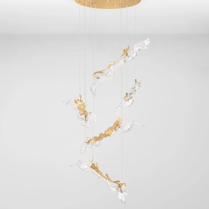 Lustra cu pendule LED otel auriu si sticla transparenta AVESA 60W - Img 3