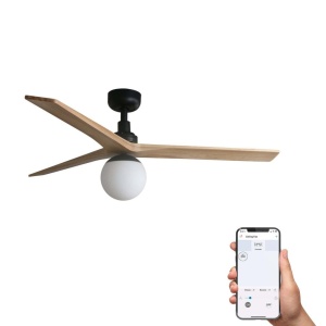 Lustra cu Ventilator smart sistem TUYA si telecomanda KLIM M 125cm, negru/ pin