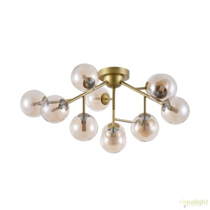 Lustra deosebita cu 12 de surse de lumina Dallas, auriu mat/ chihlimbar MYMOD545PL-12G 172594 universul-luminii.ro