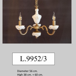 Lustra design italian cu 3 brate din alama si portelan alb 9952 - Img 2