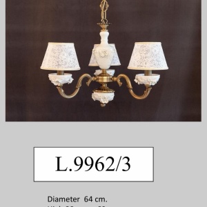 Lustra design italian cu 3 brate din alama si portelan alb 9962 - Img 2