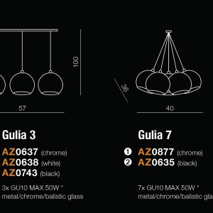 Lustra design modern Gulia 7 Black 70034 universul-luminii.ro