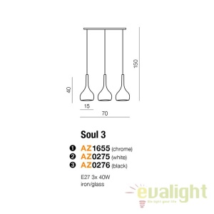 Lustra design modern Soul 3 black 182304 universul-luminii.ro
