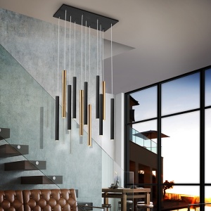 Lustra dimabila cu 11 pendule LED design modern Varas negru/auriu SV-373357 75204 universul-luminii.ro