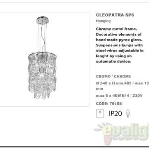 Lustra inaltime reglabila CLEOPATRA SP6 79158 48814 universul-luminii.ro