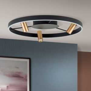 Lustra LED aplicata cu 3 spoturi BERLIN negru/auriu - Img 4