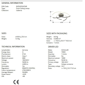 Lustra LED aplicata cu telecomanda Cadence - Img 5