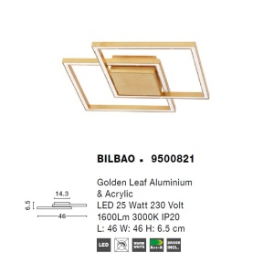 Lustra LED aplicata design modern geometric BILBAO 25W aurie NVL-9500821 - Img 2