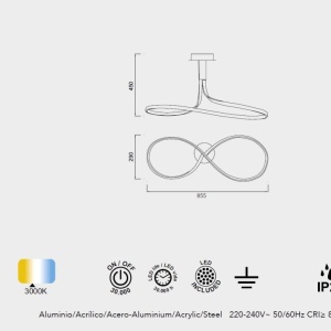 Lustra LED aplicata design modern NUR argintiu crom 132524 universul-luminii.ro