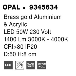 Lustra LED aplicata design modern OPAL 50W aurie - Img 9