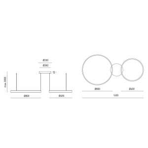 Lustra LED circulara cu 2 inele 80/60cm CRISEIDE, alb, negru sau auriu 227324 universul-luminii.ro