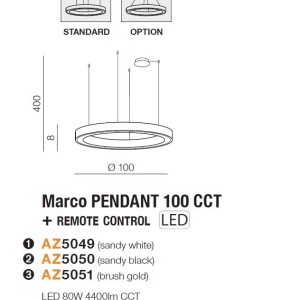 Lustra LED cu telecomanda design circular MARCO 100 CCT BK 120144 universul-luminii.ro
