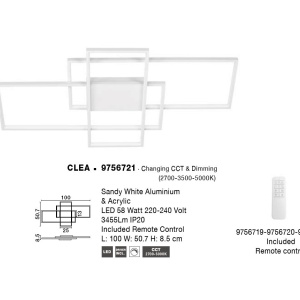 Lustra LED cu telecomanda design geometric CLEA alba 137814 universul-luminii.ro
