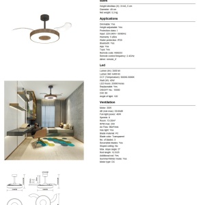 Lustra LED cu ventilator si telecomanda COIN M nuc/negru - Img 6