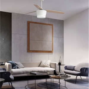 Lustra LED cu ventilator si telecomanda design modern Monsoon alb/artar NVL-5260261 77334 universul-luminii.ro