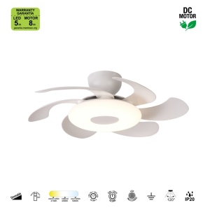 Lustra LED cu ventilator si telecomanda FLOWER alb - Img 5