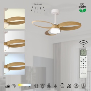 Lustra LED cu ventilator si telecomanda INFINITY alb/lemn - Img 5