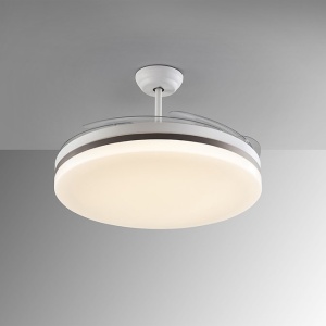 Lustra LED cu Ventilator si telecomanda, lame retractabile Vento alb/ bronz 150004 universul-luminii.ro